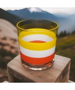 1 Vintage George Briard Orange Yellow White Stripped Drinking Glass Tumbler - $277.64 MXN