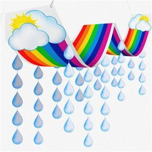 Rainbow Dreams: Whimsical Hanging Cloud Decoration with Raindrop Garland - Perfe - $35.63