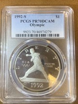 1992S- Olympic Baseball Commemorative Silver Dollar- PCGS- PR70 DCAM - £224.21 GBP