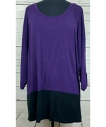 Lane Bryant Purple With Black Accent 3/4 Sleeve Blouse Top Shirt Size 26/28 - $439.89 MXN
