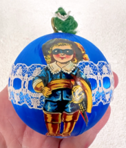 Vintage 1980's Handmade Blue Satin Lace Vintage Children Satin Ball Orna... - $8.42