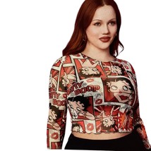 Betty Boop Cartoon Print Red Plus Size Women Y2K Crop Top- Fast Shipping - £15.75 GBP