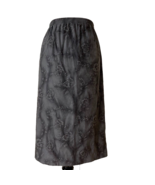 Vintage Joanna Midi Skirt Sz L Gray Floral Print Elastic Waist Straight ... - $25.90 CAD