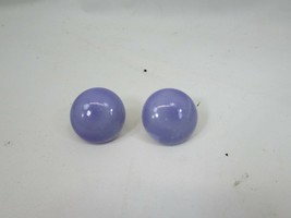 Vintage Lilac Clip On button Earrings Purple Lavender Pale 52449 - $15.83