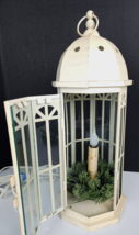 Distressed White Metal Candle Lantern - 16 inches - £26.49 GBP