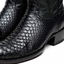 KANSAS Genuine Snake Skin Cowboy Boot from the Western Collection Black image 4
