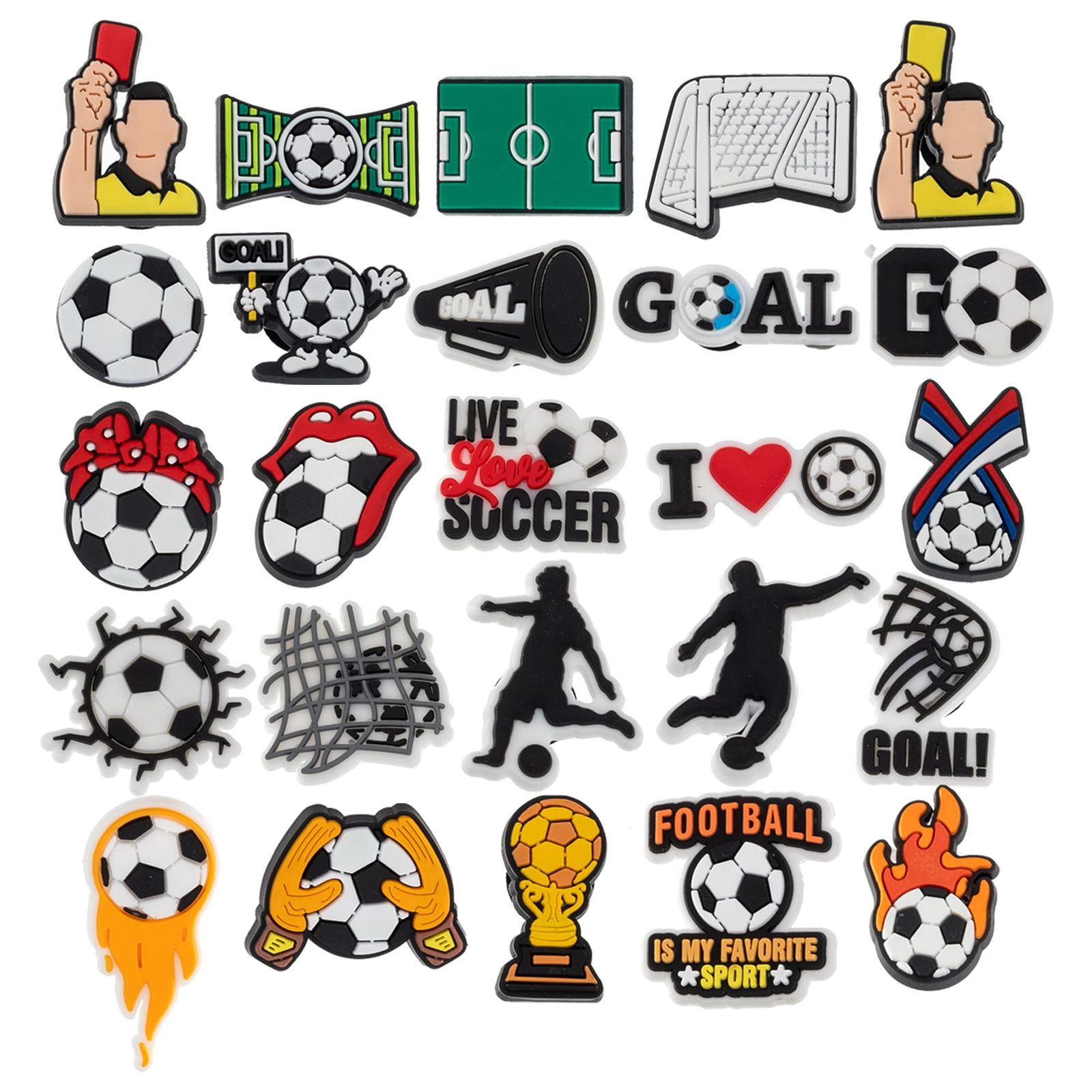 MelleFlarynsun Soccer Shoe Charms Fit for Croc Clog Wristband Bracelet Decorati