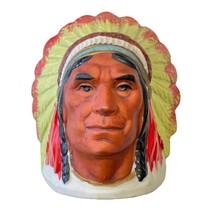 Natice American Chief Indian Head Porcelain Ceramic Figure Coin Bank - $12.99