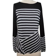 Vince Camuto Black and Gray Stripped Long Sleeve Top Size Small  - £19.35 GBP