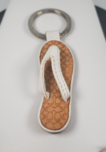 Vintage Coach White Brown Thong Flip Flop Keyfob Beach Sandal Keychain C... - $993.32 MXN