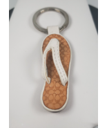 Vintage Coach White Brown Thong Flip Flop Keyfob Beach Sandal Keychain C... - $978.89 MXN
