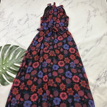 Modcloth Illumiated Elegance Maxi Dress Size M New Black Red Floral High Neck - £28.23 GBP