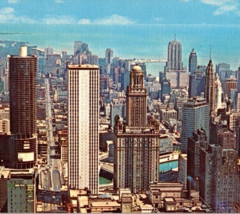 Vintage Aerial View State Street Chicago Skyline IL Panorama Chrome Post... - $14.95