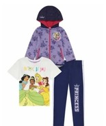 DISNEY PRINCESS ~ 3-Piece Set ~ Hooded Jacket ~ Graphic Tee ~ Leggings ~... - £29.28 GBP