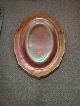 VTG Carnival Glass Oval Tray Platter Dish Marigold Iridescent Normandie Floral - $18.05