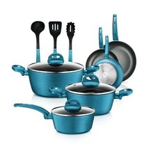 12-Piece Aluminum Nonstick Cookware Set In Green With Heat Resistant - £147.73 GBP