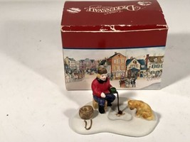 Lemax Dickensvale Collectibles Vintage Porcelain Man Ice Fishing With His Dog - £19.77 GBP