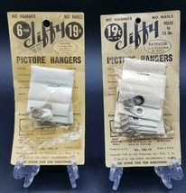 2 Vintage 1956 Jiffy Picture Hangers No Hammer No Nails Holds 15 lbs Made in USA - £5.44 GBP