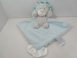 Nat &amp; Jules gray teddy bear blue baby lovey Security Blanket satin  - £6.22 GBP