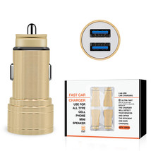 Dual Port USB Car Charger/ Adapter In Gold (12pcs) - £38.68 GBP