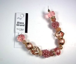Jesse James 7&quot; glass beads strand Pinks &amp; goldtone NEW - £6.31 GBP