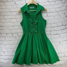 Bailey Blue Dress Sz L Large Bright Green Sleeveless Collared Button Fai... - $24.74