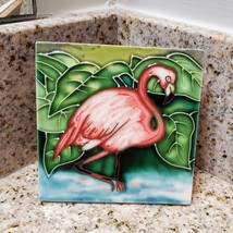 Flamingo Decorative Ceramic Tile 4" Hand Painted Wall Hanging Trivet Jaco
