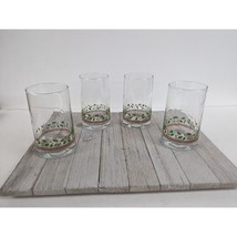 Vintage Arbys Christmas Libbey Drinking Tumblers Glasses Holly Berry Set 4 Clear - £23.56 GBP