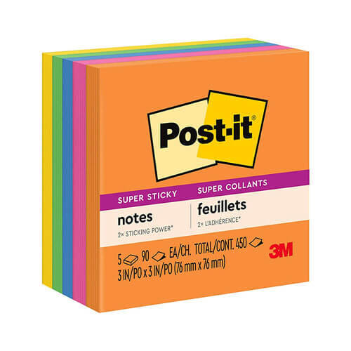 Post-it Super Sticky Notes 76x76mm (5pk) - Rio De Janiero - $23.37