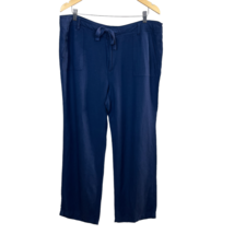 Tommy Hilfiger Pants Womens 16 Navy Blue Linen Blend Lightweight Drawstring - £19.64 GBP