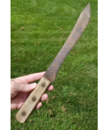 LARGE Butcher Knife 15&quot; vintage COPPER PINS Carbon Steel PRIMITIVE wood - $917.81 MXN