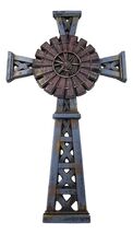 Country Western Rustic Windmill Towers Decorative Wall Cross Figurine - $22.99