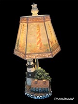 Resin Accent Lighthouse Lamp Nightlight 6 Sided Lithophane Shade Nautical - $39.99