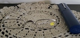 Reading Glasses ~ Eye Glasses w/ Blue Tube Case ~ Silver Frame ~ +1.50 S... - $14.96