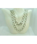 24&quot; Woman Necklace Vintage Silver Tone Large Circle Double Half Strand E... - $12.85