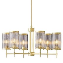 GLUCKSTEINELEMENTS Ashbury 6-Light Brushed Brass Chandelier Reeded Clear... - $2,525.05 MXN