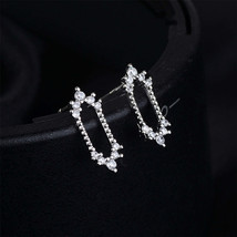 Cubic Zirconia &amp; Silver-Plated Mirror Stud Earrings - £10.37 GBP