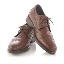 Donald J Pliner Brown Leather Brogue Wingtip Derby Oxfords Dress Shoes Mens 10.5 - £38.62 GBP