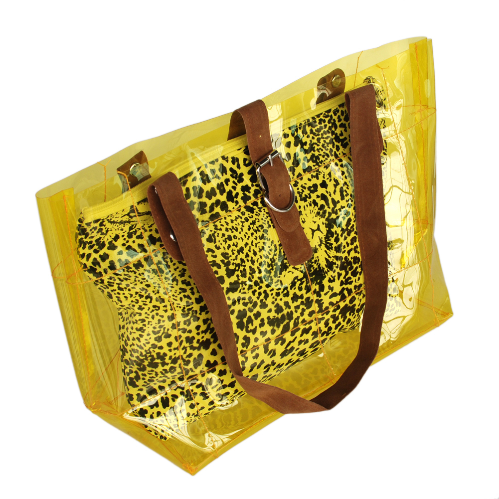 [Lucky Yellow]Leopard Satchel Bag Handbag Purse Casual