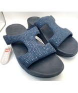 FitFlop Women&#39;s Marlie Navy Rhinestone Platform Slide Sandal Size 8 NWT - $58.05 CAD