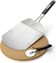 3 Piece Pizza Grilling Pack, 13” round Pizza Stone for Grill with Cutter  - $72.50