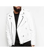 New Men Genuine Lambskin Leather Jacket Slim fit Biker Motorcycle jacket... - £88.46 GBP