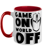 Game on world off , red Two Tone Coffee Mug. Model 60075  - £19.22 GBP