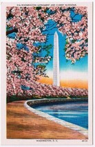 DC District Of Columbia Postcard Washington Monument Cherry Blossoms - £1.70 GBP