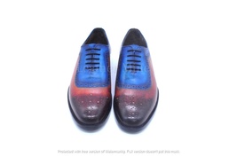  Blue Patina Oxfords Dress Shoes For Men, Genuine Leather Custom Shoes - £141.81 GBP