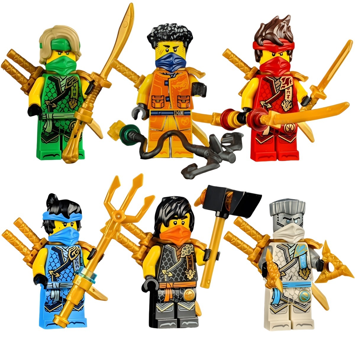 6Pcs Ninja Minifigures Tournament of Sources Arin Lloyd Nya Cole Kai Min... - $21.99