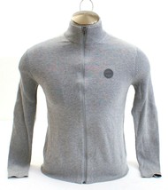Michael Kors Heather Gray Zip Front Long Sleeve Cotton Sweater Men&#39;s Sma... - £114.54 GBP