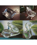 Crystal Sweden Paperweight Rabbit Duck From Fish Signed Pick 1 - $88.90 CAD