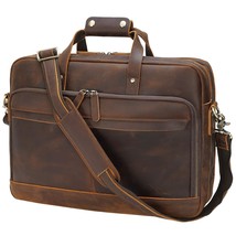 Genuine Leather Briefcase For Men 17 Inch Laptop Crossbody Shoulder Messenger Of - £211.59 GBP