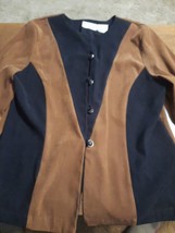 Vintage Kathie Lee Blazer Size 14 Brown And Black Polyester Spandex Molasia - £12.20 GBP